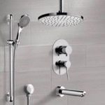 Remer TSR50 Tub and Shower Faucet Set with Handheld and Ceiling Rain Shower Head